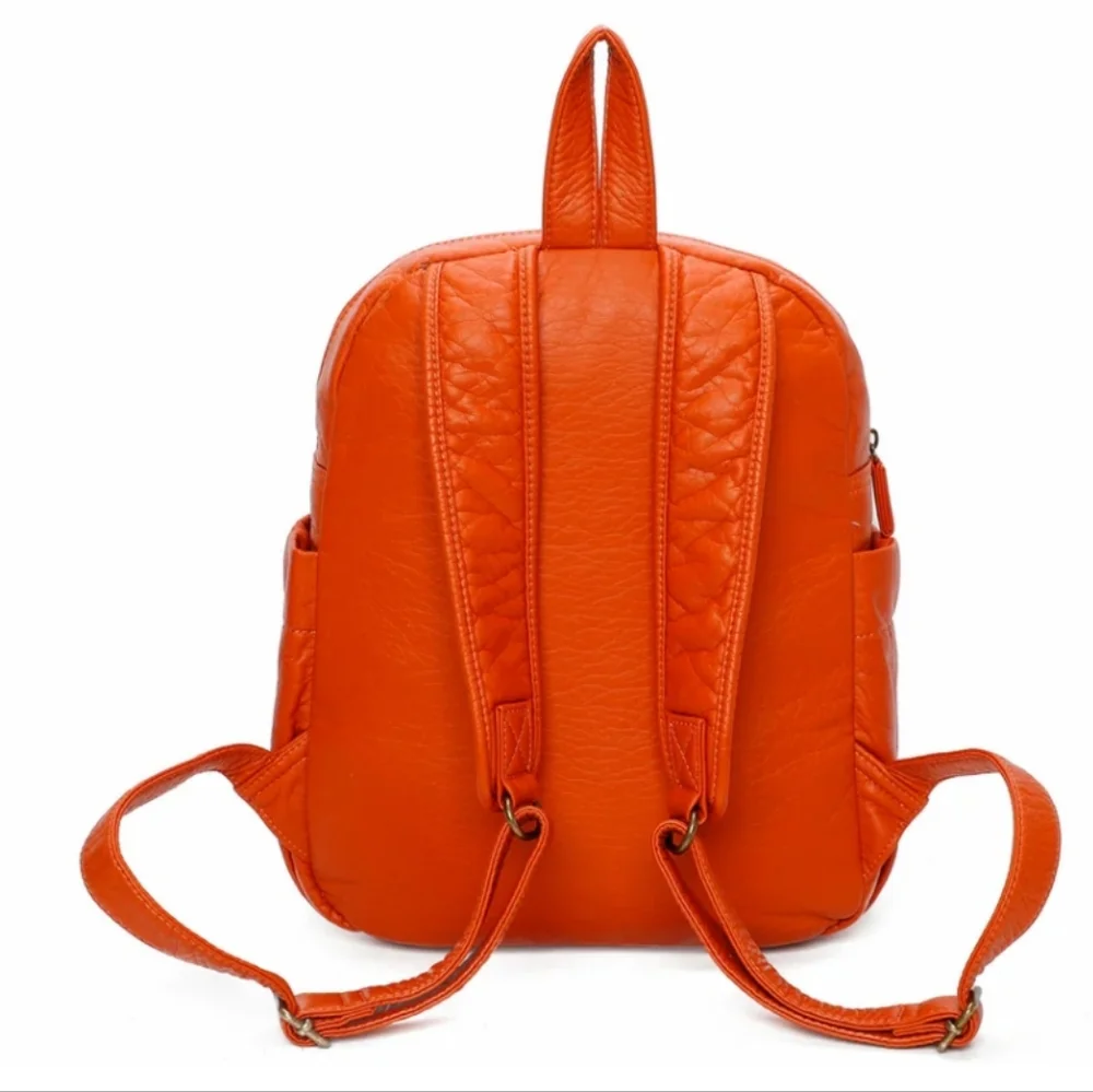 NWT Ampere Creations Marie Backpack Orange Vegan Leather Backpack